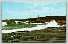 Postcard MN Grand Marais Breakers And Lighthouse At Harbor Entrance A32 picture
