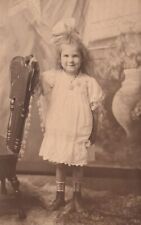 Vintage Postcard Little Girl In White Dress Cute Smile School Girl Toddler picture