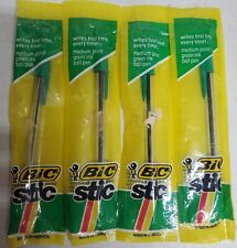 Vintage 1985 BIC STIC GREEN INK Medium Ball point pen USA NOS LOT OF 4 picture