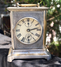 Antique 1870s - 1880s German Nickel Plated Carriage Clock - WORKS - SEE Video picture