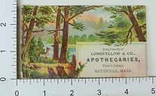 Victorian Trade Card Longfellow & Co Apothecaries Forest Scene Deer F66 picture