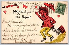 Funny Family Humor Postcard PM 1907 Dad's ? Foot Kicks Red Faced Boy in the Rear picture
