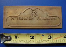 Rare 1940's-50's Vintage Pittsburgh Railways Train Collector Brass Plate w/logo picture