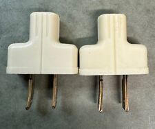 Vintage Set of Two White Bakelite 2 Prong Lamp Plugs picture