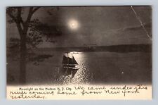 New York City NY-Moonlight On The Hudson, Antique, Vintage Postcard picture