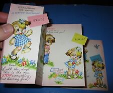 vtg 3-D foldout Greeting Directions FOR HAVING BIRTHDAY Card dress family Puppy picture