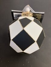 Glass Robert Stanley Christmas Ornament Black White Geometric New With Tags picture