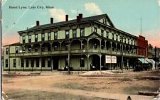 Vintage Postcard Hotel Lyon Lake City MN Minnesota 1914 Horse Drawn Wagon  E-710 picture