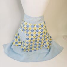 Vintage Handmade Blue Yellow Half Apron Cotton Pocket S/M/L picture