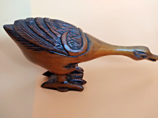 Beautiful Wood Carved Duck Sculpture, 10 1/2