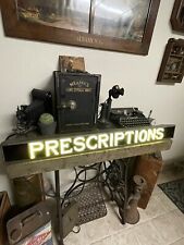 Vintage Prescriptions Metal Lighted Drug Store Pharmacy Trade Sign picture