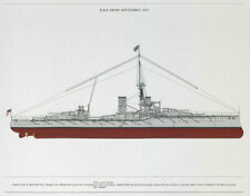 H.M.S. Orion, Battleship, 1912. Royal Navy warship. MARTIN HOLBROOK 1971 print picture