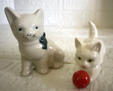 VNTG GOEBEL W. GERMANY WHITE PORCELAIN CAT W/ RED BALL & WHITE CAT MARKED 