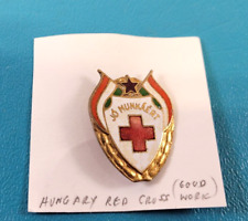 Rare Vintage Hungary Red Cross Medal Pin Insignia Pinback Hungarian Good Work picture