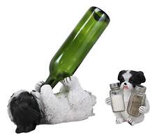 Ebros Realistic Shih Tzu Dog Glass Salt Pepper Shakers & Wine Bottle Holder picture