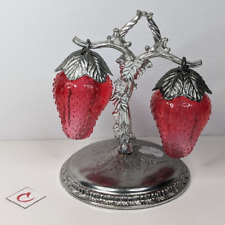 Vintage Hanging Strawberries Salt Pepper Shakers Red Hong Kong Plastic CH WK 728 picture