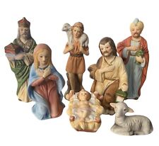 Vintage 1950's MCM Ceramic Christmas Nativity Set 7 Piece 6