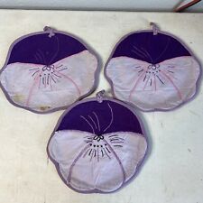 SET OF 3 HANDCRAFTED EMBROIDERED HOT PADS/CLOTH TRIVETS picture