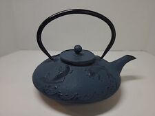 Japanese Style Cast Iron Tea Pot with Infuser,  Blue with Carp / Koi  Fish  picture