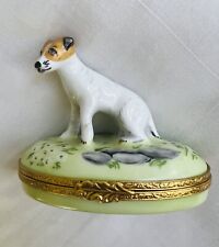 Artoria Limoges Peint Main France Jack Russel Box Numbered Signed  picture