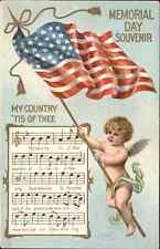 Memorial Day Sheet Music Patriotic Angel Flag Embossed c1910s Postcard picture