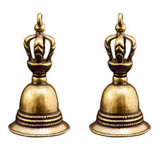 2Pcs Brass Bell Statues Copper Hand Bells Retro Bell Figurines Keychain Pendants picture