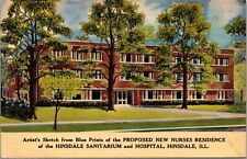 Linen Postcard Nurses Residence at Hinsdale Sanitarium and Hospital in Illinois picture