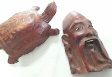 2 Chinese Hand-carved Chinese Figurines Small 3× 2s picture