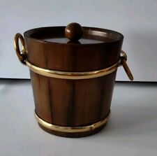 Vintage Kraftware Wood & Metal Barrel Style Ice Bucket 8