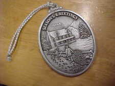 Seasons Greetings 1997 Indiana Metal Craft Oval Solid Pewter Christmas ornament picture