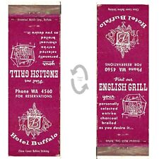 Vintage Matchbook Cover Hotel Buffalo NY English Grill 1950s AAA Universal Match picture