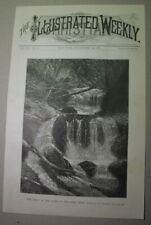 1887 WATERFALL print- Cross River Falls, Schroeder MN? Lake Superior, Holy Cross picture