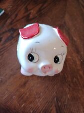 Vintage  Ceramic Adorable  Wide Eyed  Floral Piggy Coin Bank picture