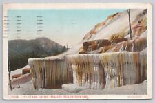 Postcard Pulpit and Jupiter Terraces, Yellowstone Park, Wyoming Vintage PM 1925 picture