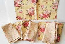 Napkins Set 8 Cabbage Rose Yellow Green Pink Floral  Reversible Floral Gorgeous picture