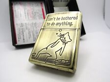 Cat I can't be bothered to do enything. Engraved Zippo Solid Brass 2022 MIB picture