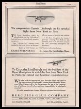 1927 Hercules Glue Co San Francisco CA Ryan Monoplane Charles Lindbergh Print Ad picture