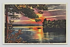 Higgins Lake Roscommon Michigan Greetings from, Sunset linen picture