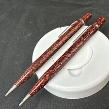 (2) Vintage AUTOPOINT Jumbo Red Marbalized Mechanical Pencil Akron Ohio 6
