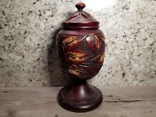 Vintage Treenware Carved Lidded Wood Wooden Jar picture