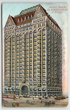 Postcard Vintage 1919 Masonic Temple in Chicago, IL. Close-Up View picture