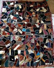 Vtg 70s Patchwork Quilt Multi Color Textured Fabric Bed and Hang Read y 5'x4' picture