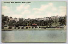 Worcester Massachusetts East Park Bathing Pond Uncanceled Stamp Divided Postcard picture