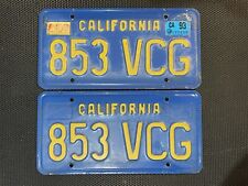 CALIFORNIA PAIR OF LICENSE PLATES BLUE 853 VCG APRIL 1993 LICENSE PLATE TAG picture