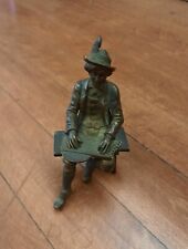 Antique 19th / 20th Cent Bronze Austrian Figure Playing Zither Bergman? picture