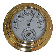 10cm Dial Brass Case Thermometer Hygrometer 0°c~50°c Wall Mounted picture