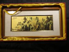 24k Gold Foil Chinese Framed vintage Art Print in decorative protective box jin picture