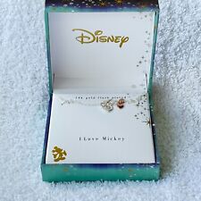 Disney I Love Mickey 14k Pink White Gold Flash Plated Necklace 16