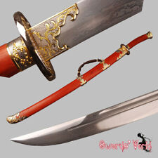 Chinese Phoenix Qing Dynasty Sword Folded Steel Blade Annatto Handle Scabbard picture
