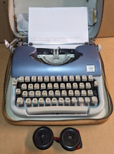 AMC Blue Manual Typewriter Carrying Case Portable France 1960s Working Vintage picture